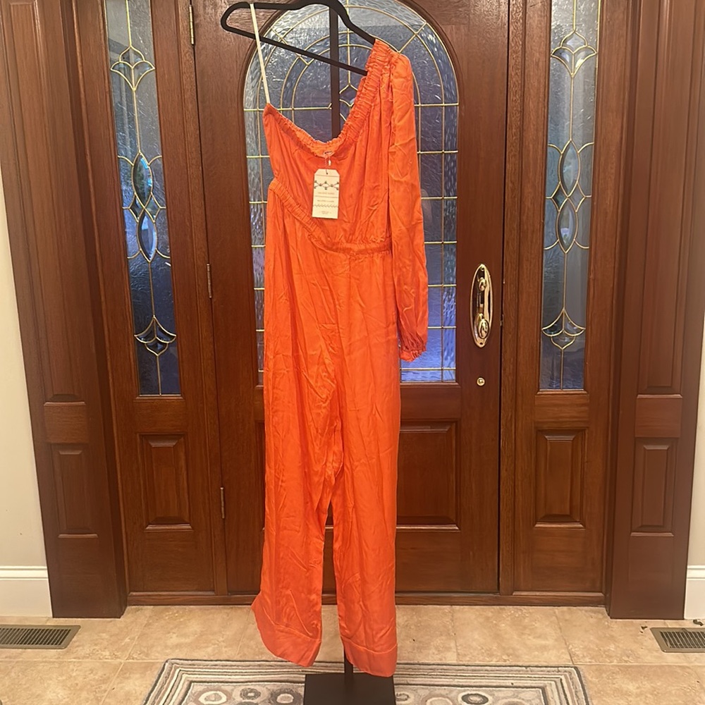 Farm Rio One Shoulder Jumpsuit in Orange NEW - Picture 11 of 14